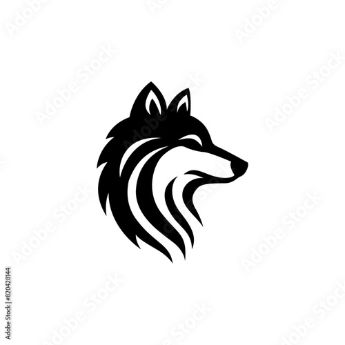 wolf husky silhouette dog tribal logo