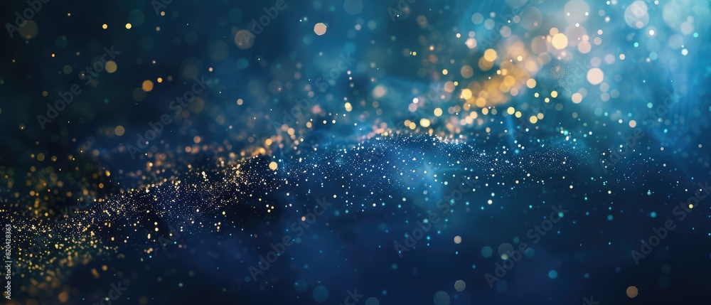 Obraz premium dark blue glow dust particle design for abstract background artwork banner presentation template invitation