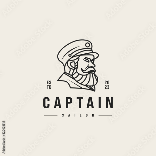 vintage ship captain icon logo design illustration