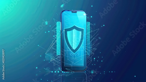 mobile phone screen display with several pop ups and a security shield 
