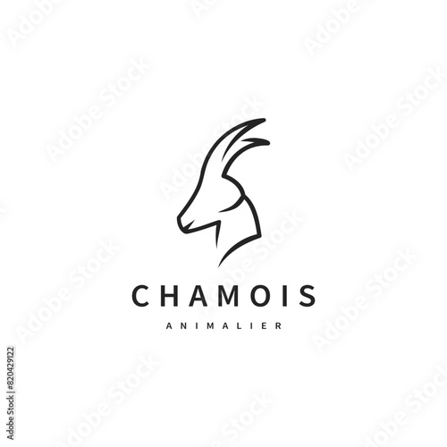 chamois head vintage logo design illustration 2