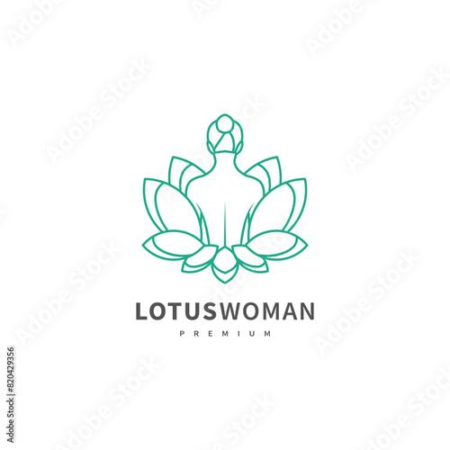 lotus flower and beautiful woman vector illustration for beauty body skin care logo design 2
