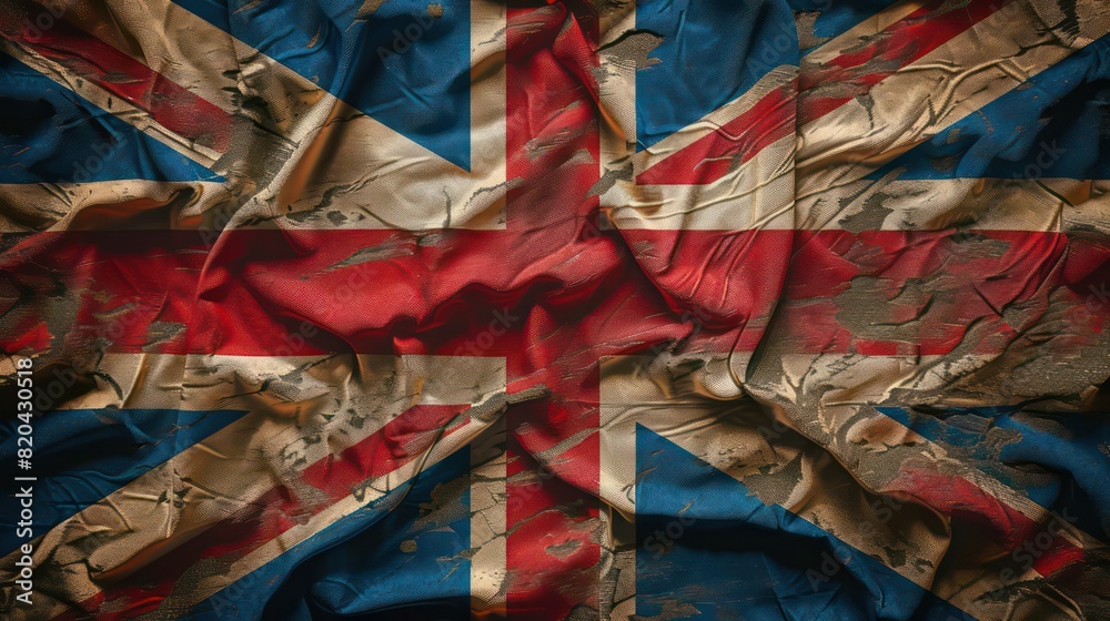 United Kingdom flag background, outworn fabric
