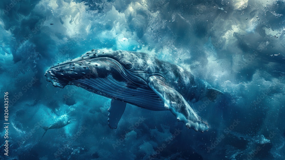 Fototapeta premium Balena whales are the best at swimming in the sea.