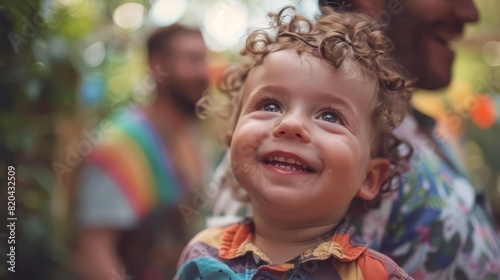 Precious LGBTQ family celebrating their sons first steps with cheers and hugs, age 1, Leica Q3 photography, Midjourney photo