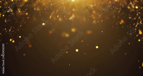 Abstract glittering gold background with shiny glossy sparkles. Gold particles and sequins and light bokeh	
