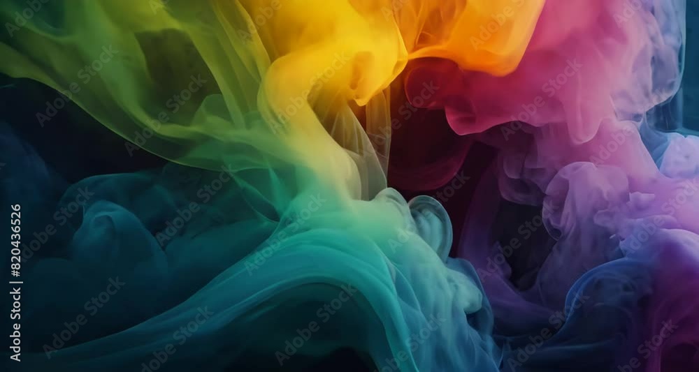 Dynamic dance of colorful smoke. Abstract waves of colored smoke. Flowing colored smoke background. rainbow smoke, paint explosion, color fume powder splash, motion of liquid ink dye in water Dynamic dance of colorful smoke. Abstract waves of colored smoke. Flowing colored smoke background. rainbow smoke, paint explosion, color fume powder splash, motion of liquid ink dye in water