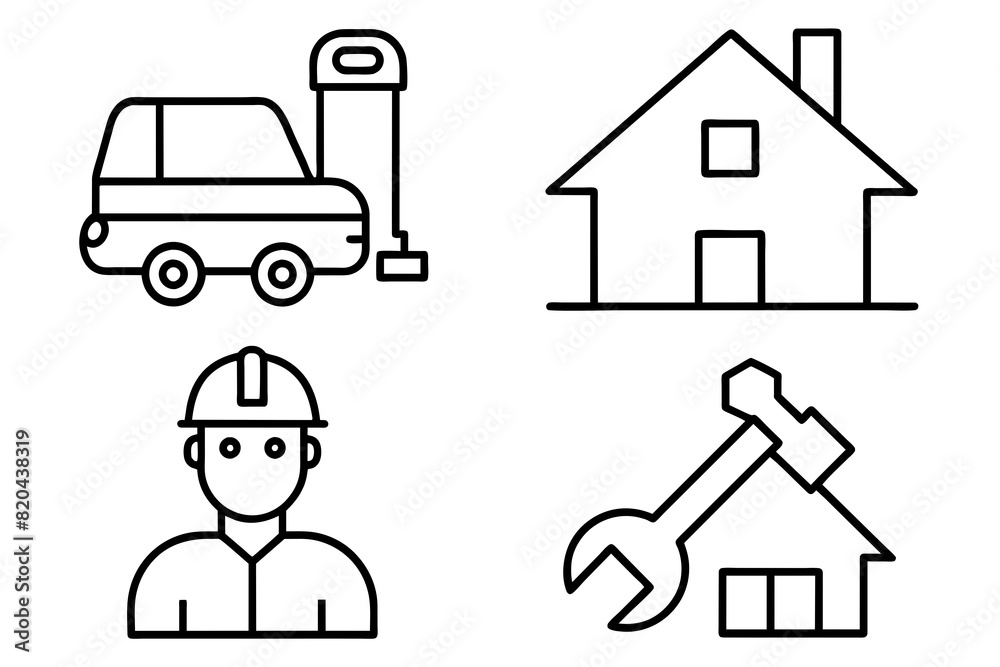 construction line icons vector silhouette illustration construction line icons vector silhouette illustration