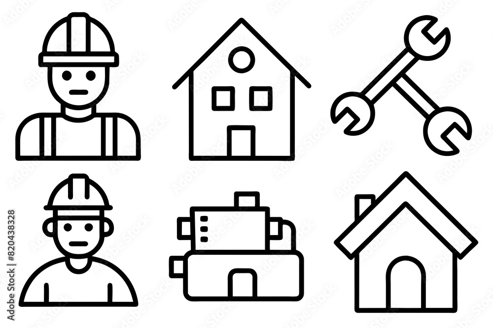 construction line icons vector silhouette illustration construction line icons vector silhouette illustration