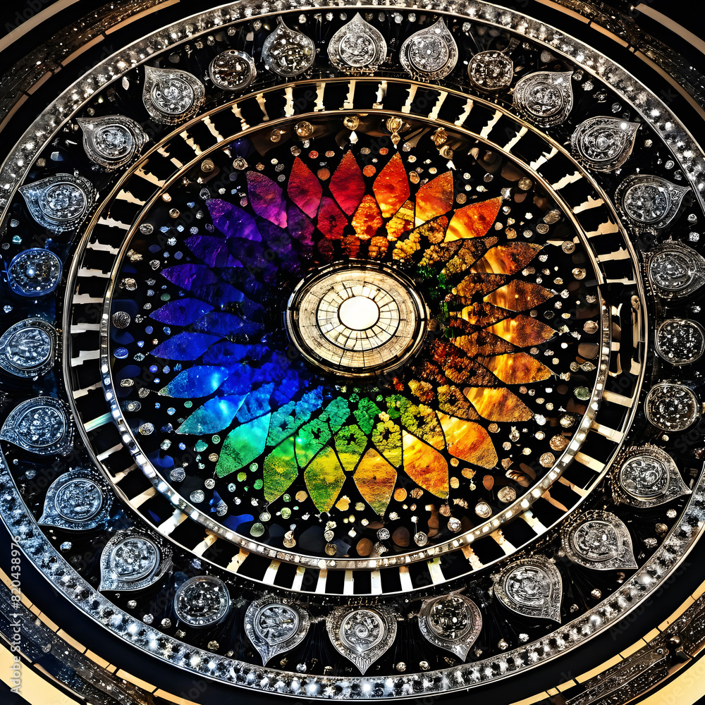 Obraz premium Radiant Stained Glass Window with Intricate Patterns