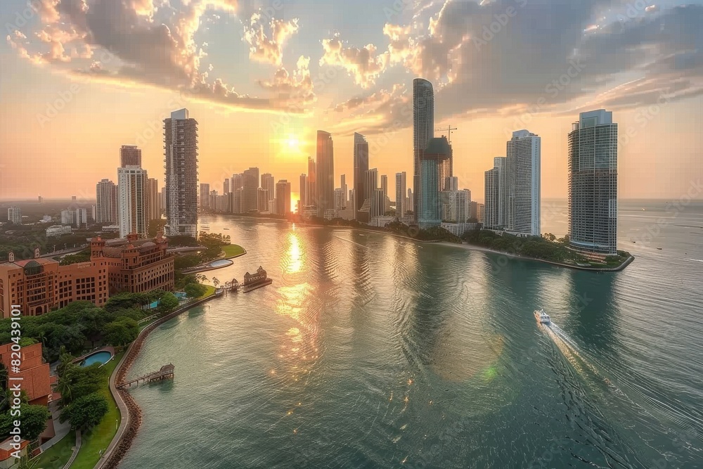 Fototapeta premium Image of Skyscrapers skyline in city business district, downtown