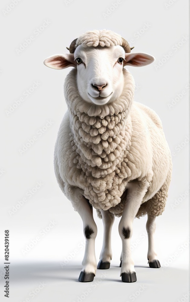 Fototapeta premium sheep isolated on a white background livestock domestic farm animal