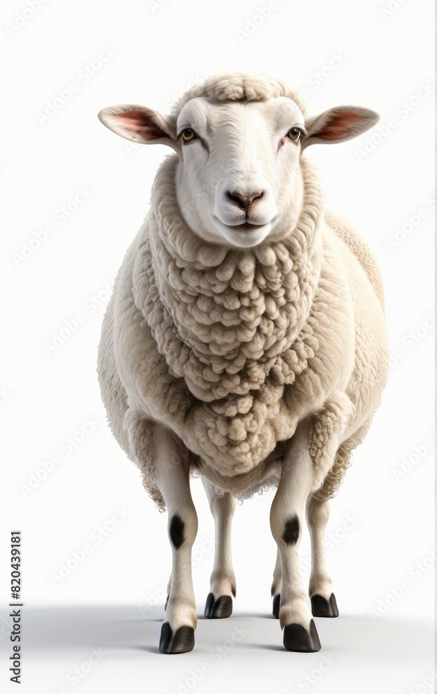 Fototapeta premium sheep isolated on a white background livestock domestic farm animals ai generated