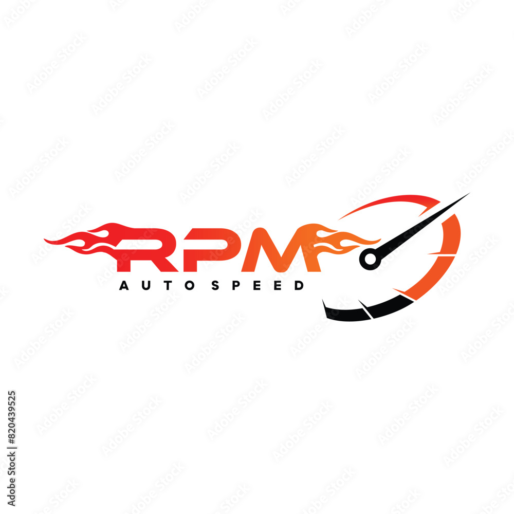 RPM Fire logo design vector. Fast Auto Speed logo design template RPM Fire logo design vector. Fast Auto Speed logo design template