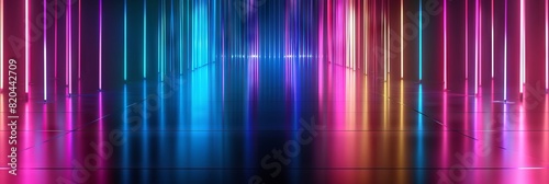 3d Render Abstract Background With Colorful Neon Line 
