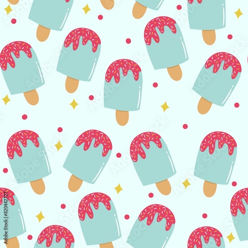 Seamless pattern with ice creams 