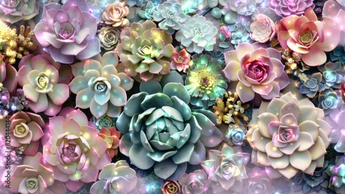 motion background of succulent flowers in pastel color photo