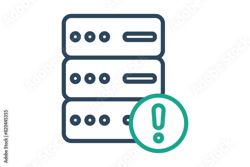 server error icon. server with exclamation mark. icon related to information technology. line icon style. technology element vector illustration