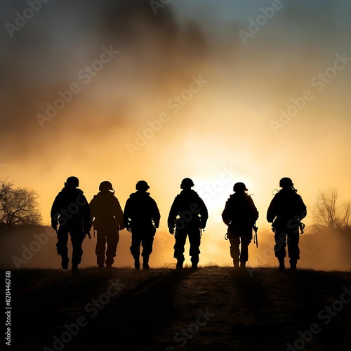 Silhouettes of Soldiers Against the Sunset Sky - Sunset March - Image 6 - AI Generation