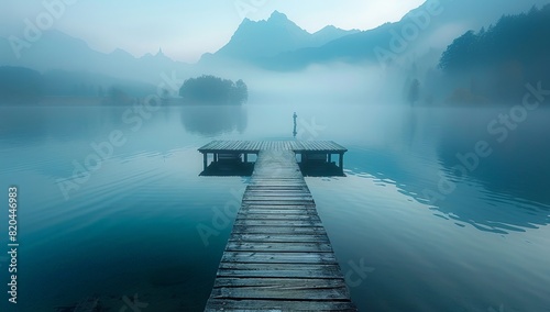 long wooden dock juts into ...