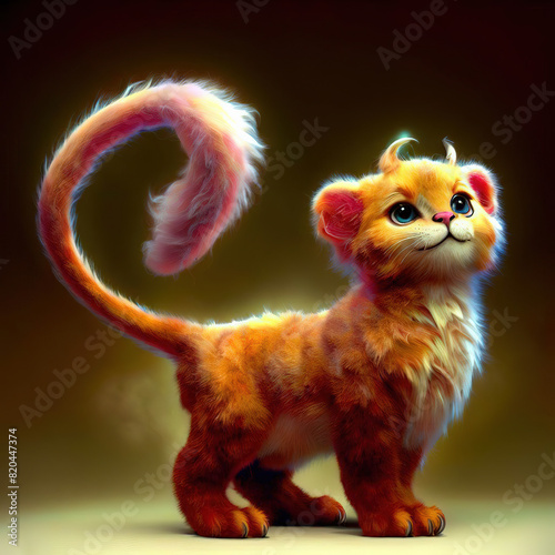 3D furry forest animal with beautiful colors and white background. with Generative AI technology	