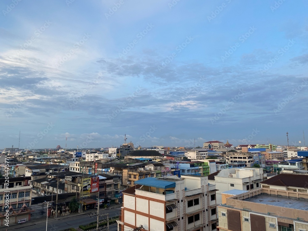 Atmosphere in the early morning of Mahachai city city center area Samut Sakhon Province Atmosphere in the early morning of Mahachai city city center area Samut Sakhon Province