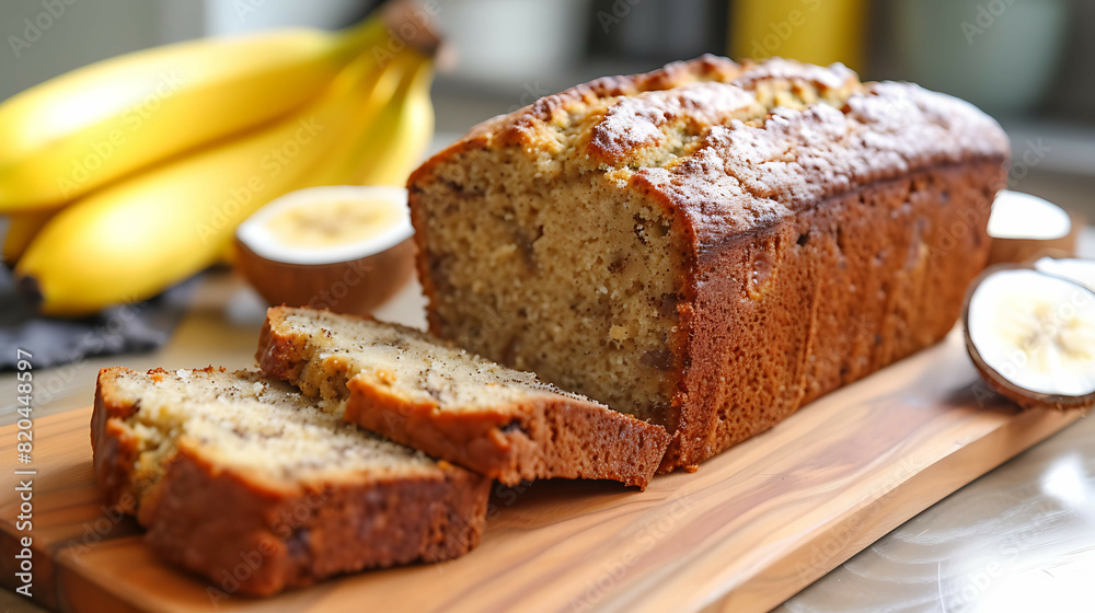 Coconut Flour Banana Bread recipe. Generative AI