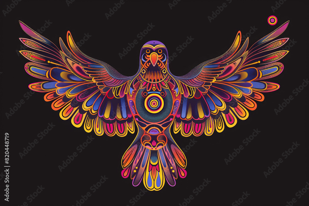 Fototapeta premium A colorful bird with a circle in the middle of its chest