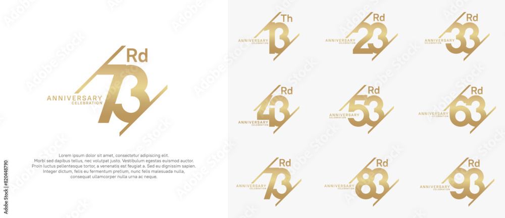 anniversary logotype vector set with gold color can be use for celebration purpose