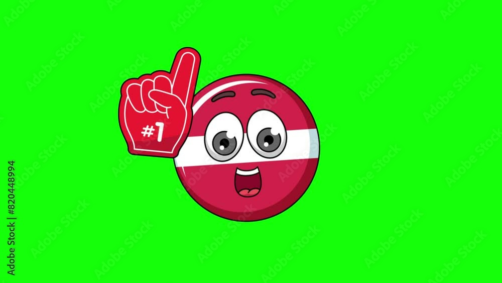 number 1 fan flag of latvia cartoon emoticon, looping animation number 1 fan flag of latvia cartoon emoticon, looping animation