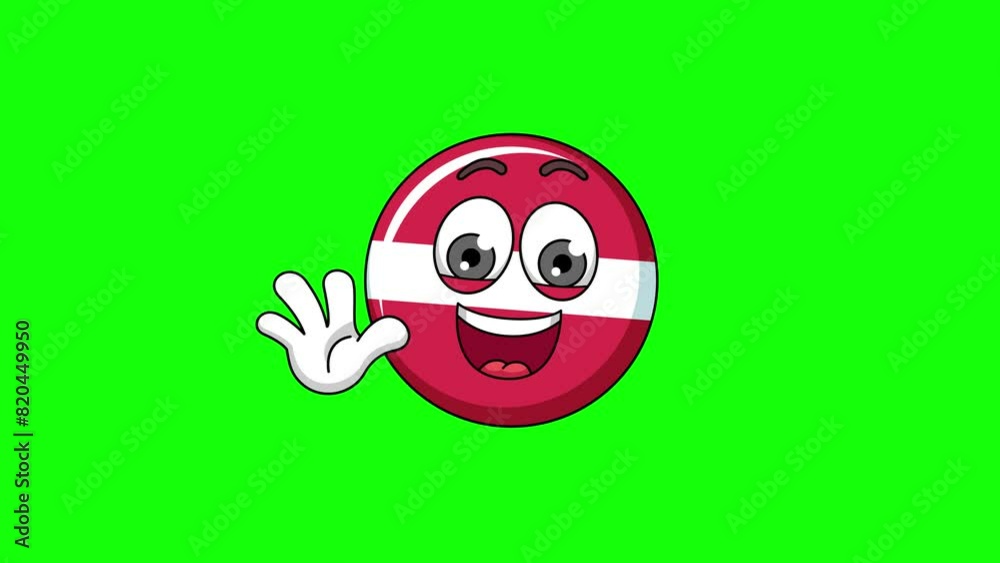 Waving hand animation of a flag of latvia cartoon, mascot character on green screen Waving hand animation of a flag of latvia cartoon, mascot character on green screen