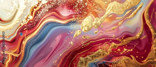 Golden Liquid Swirls          Abstract Colorful Marble Composition