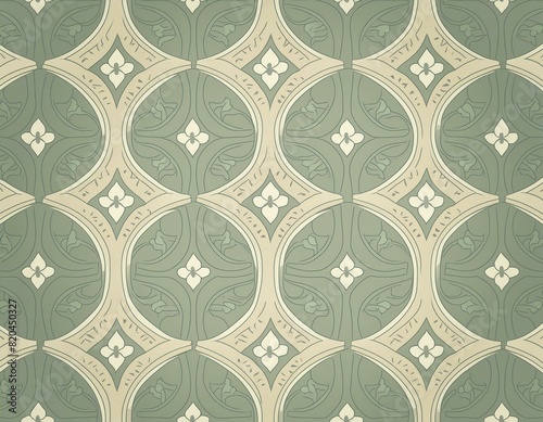 Elegant Vintage: Floral and Geometric Pattern in Soft Colors photo