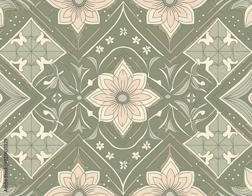 Refined Retro: Floral and Geometric Seamless Ornament photo