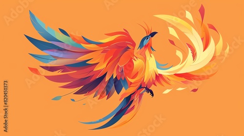 Firebird flat design side view theme legends animation Colored pastel