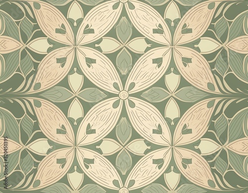 Geometric Grace: Elegant Floral Pattern in Retro Colors photo