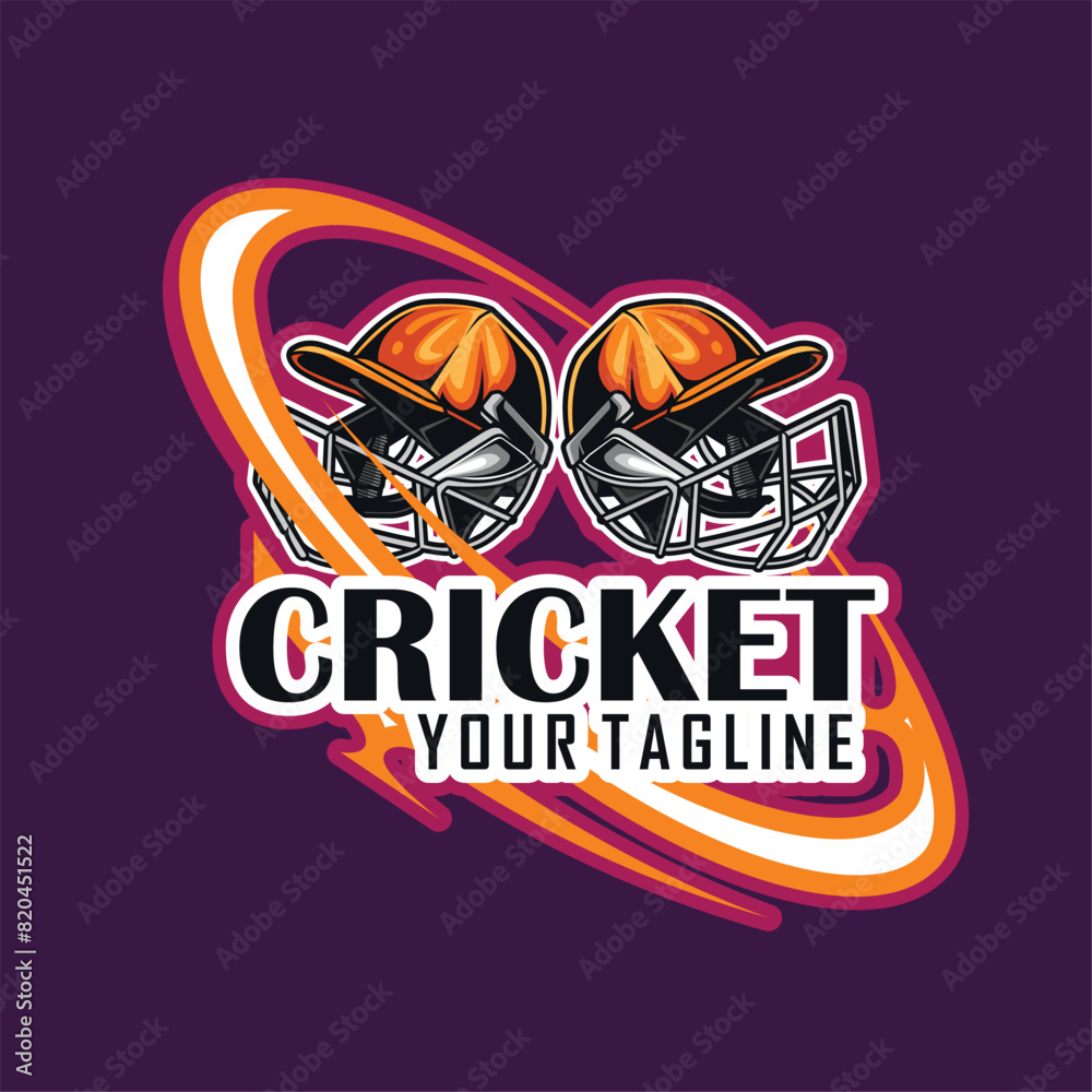Cricket sport team logo vector illustration