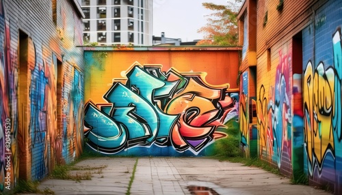 Vibrant Urban Alley Graffiti Art Mural