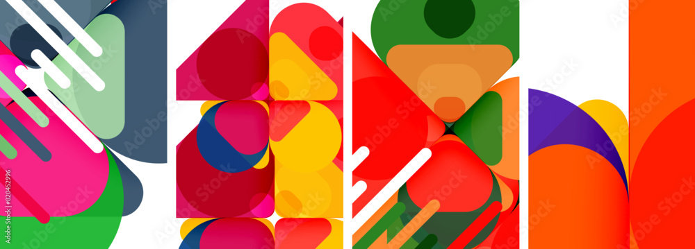 Colorful bright geometric abstract compositions for wallpaper, business card, cover, poster, banner, brochure, header, website