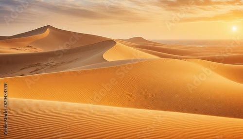 Golden Desert Dunes at Sunset Horizon