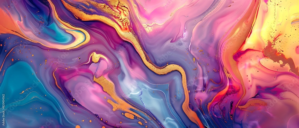 Golden Liquid Waves - Abstract Colorful Marble Composition Golden Liquid Waves - Abstract Colorful Marble Composition