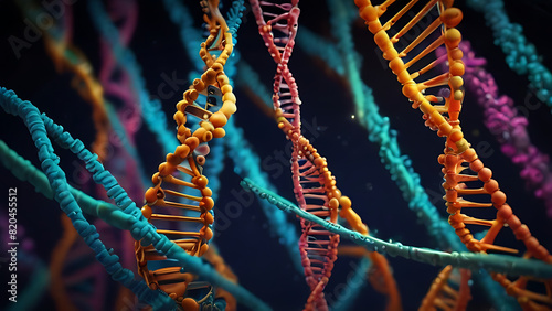 Experience the beauty and complexity of DNA gene backgrounds, rendered in stunning detail and uniquely brought to life.