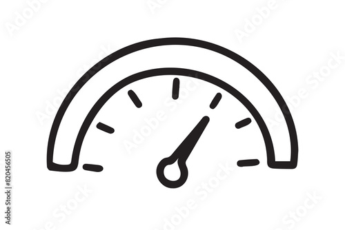 hand drawn doodle Speedometer, tachometer icon. Speed indicator sign. 