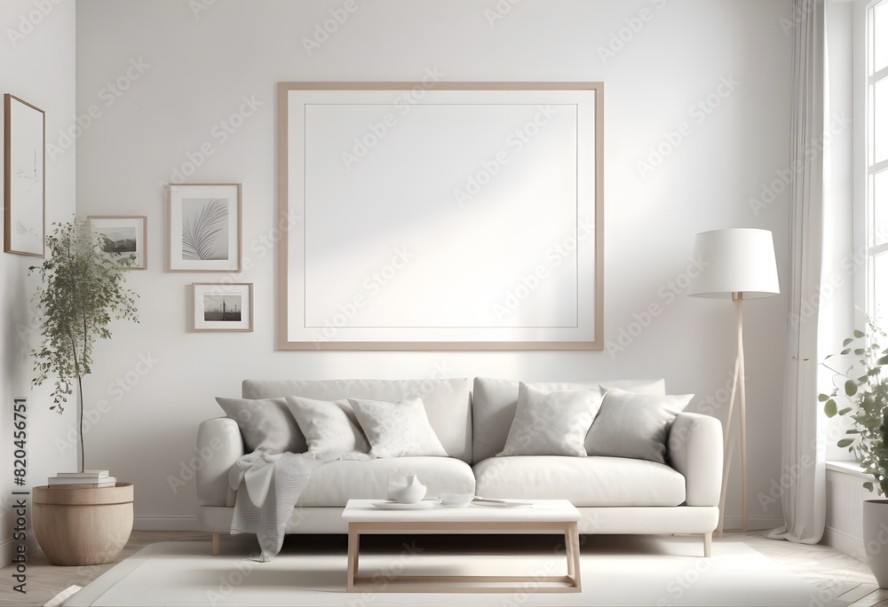 Frame Mockup ISO A paper size frame with a living room wall poster in a modern, white-walled interior design. Photorealistic 3D rendering Frame Mockup ISO A paper size frame with a living room wall poster in a modern, white-walled interior design. Photorealistic 3D rendering
