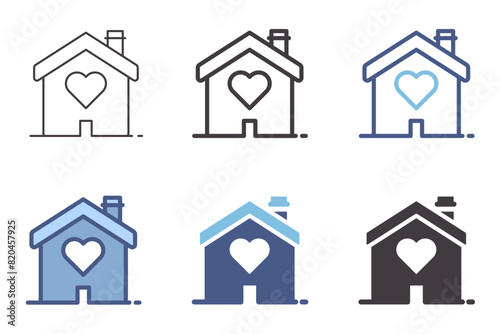 House with heart shape icon. Home love vector graphic elements