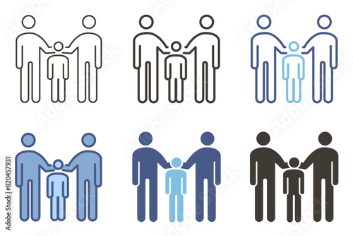 Family with parents holding child icon. Vector graphic element symbols