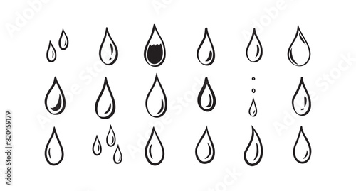 Hand drawn doodle water drop. Water drops icons