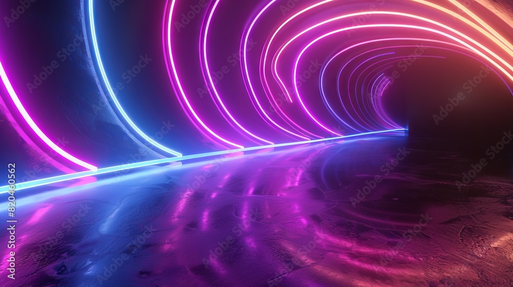 3d Render Abstract Background With Colorful Neon Line 3d Render Abstract Background With Colorful Neon Line