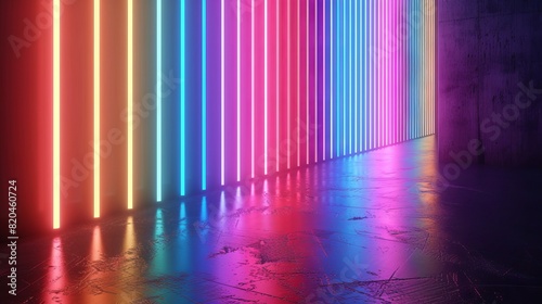 3d Render Abstract Background With Colorful Neon Line