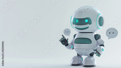 3d rendering. Smiling robot with mock up texts bubbles and messages © Pavithiran
